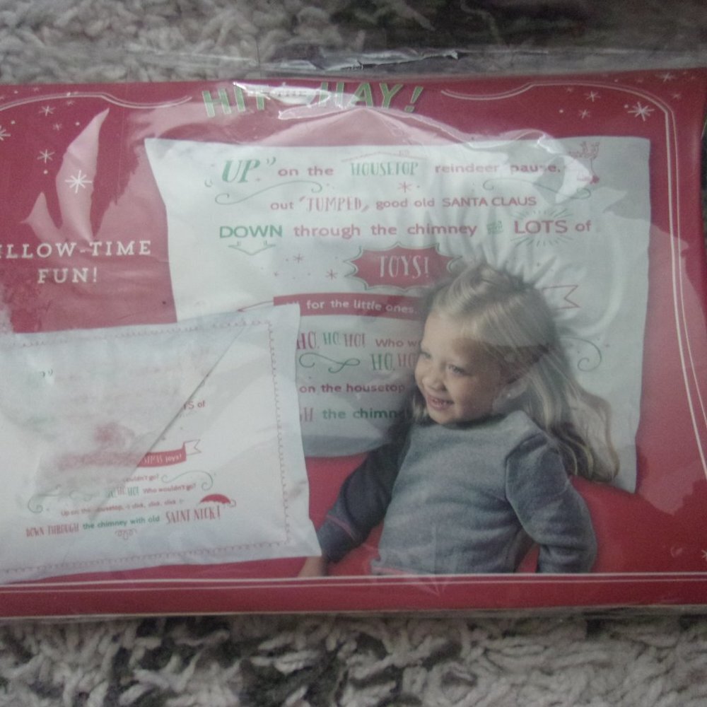 New in plastic Hit the Hay Christmas Lyrics Kids Pillow case